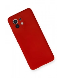 Newface Xiaomi Mi 11 Kılıf Nano içi Kadife Silikon - Kırmızı