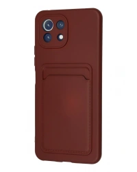 Newface Xiaomi Mİ 11 Lite Kılıf Kelvin Kartvizitli Silikon - Bordo