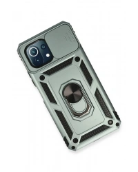 Newface Xiaomi Mİ 11 Lite Kılıf Pars Lens Yüzüklü Silikon - Yeşil