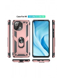 Newface Xiaomi Mİ 11 Lite Kılıf Sofya Yüzüklü Silikon Kapak - Rose