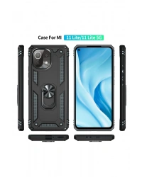 Newface Xiaomi Mİ 11 Lite Kılıf Sofya Yüzüklü Silikon Kapak - Siyah