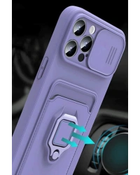 Newface Xiaomi Mİ 11 Lite Kılıf Zuma Kartvizitli Yüzüklü Silikon - Lila