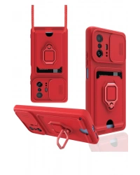 Newface Xiaomi Mi 11T Pro Kılıf Zuma Kartvizitli Yüzüklü Silikon - Kırmızı