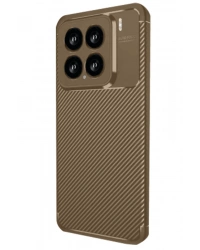 Newface Xiaomi Mi 15 Kılıf Auto Focus Karbon Kapak - Kahverengi