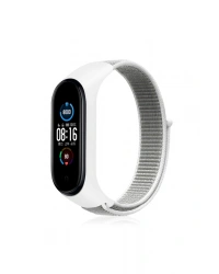 Newface Xiaomi Mi Band 4 Hasırlı Cırtcırtlı Kordon - Beyaz