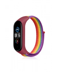 Newface Xiaomi Mi Band 4 Hasırlı Cırtcırtlı Kordon - Gökkuşağı