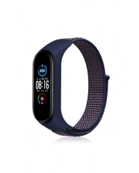 Newface Xiaomi Mi Band 4 Hasırlı Cırtcırtlı Kordon - Lacivert-Mor