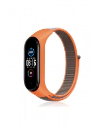 Newface Xiaomi Mi Band 4 Hasırlı Cırtcırtlı Kordon - Turuncu-Gri