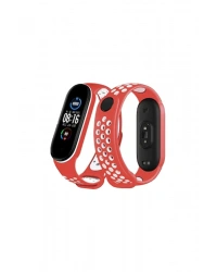 Newface Xiaomi Mi Band 4 Spor Delikli Kordon - Kırmızı-Beyaz