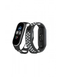 Newface Xiaomi Mi Band 4 Spor Delikli Kordon - Siyah-Beyaz