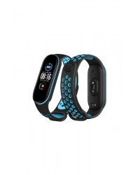 Newface Xiaomi Mi Band 4 Spor Delikli Kordon - Siyah-Mavi