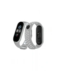 Newface Xiaomi Mi Band 6 Spor Delikli Kordon - Gri-Kırmızı