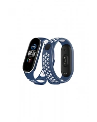Newface Xiaomi Mi Band 6 Spor Delikli Kordon - Lacivert-Beyaz