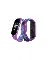 Newface Xiaomi Mi Band 6 Spor Delikli Kordon - Mor-Mavi