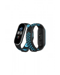 Newface Xiaomi Mi Band 6 Spor Delikli Kordon - Siyah-Mavi-Beyaz