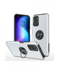 Newface Xiaomi Poco F3 Kılıf Elit Yüzüklü Kapak - Gümüş