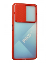 Newface Xiaomi Poco F3 Kılıf Palm Buzlu Kamera Sürgülü Silikon - Kırmızı