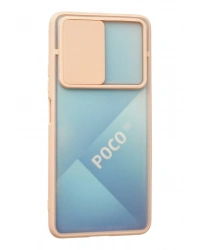 Newface Xiaomi Poco F3 Kılıf Palm Buzlu Kamera Sürgülü Silikon - Pembe