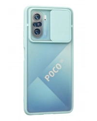 Newface Xiaomi Poco F3 Kılıf Palm Buzlu Kamera Sürgülü Silikon - Turkuaz