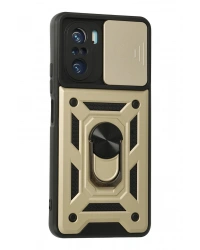 Newface Xiaomi Poco F3 Kılıf Pars Lens Yüzüklü Silikon - Gold