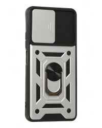 Newface Xiaomi Poco F3 Kılıf Pars Lens Yüzüklü Silikon - Gümüş