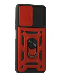 Newface Xiaomi Poco F3 Kılıf Pars Lens Yüzüklü Silikon - Kırmızı