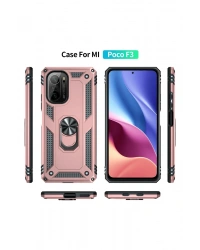 Newface Xiaomi Poco F3 Kılıf Sofya Yüzüklü Silikon Kapak - Rose