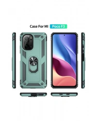 Newface Xiaomi Poco F3 Kılıf Sofya Yüzüklü Silikon Kapak - Yeşil