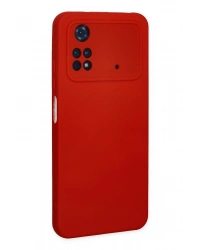 Newface Xiaomi Poco M4 Pro 4G Kılıf Nano içi Kadife Silikon - Kırmızı