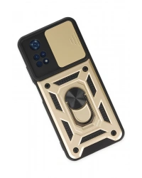 Newface Xiaomi Poco M4 Pro 4G Kılıf Pars Lens Yüzüklü Silikon - Gold