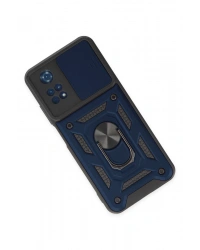 Newface Xiaomi Poco M4 Pro 4G Kılıf Pars Lens Yüzüklü Silikon - Lacivert