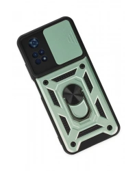 Newface Xiaomi Poco M4 Pro 4G Kılıf Pars Lens Yüzüklü Silikon - Yeşil