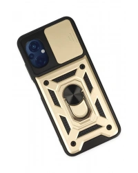 Newface Xiaomi Poco M5 Kılıf Pars Lens Yüzüklü Silikon - Gold