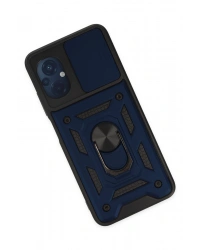 Newface Xiaomi Poco M5 Kılıf Pars Lens Yüzüklü Silikon - Lacivert