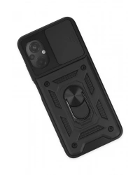 Newface Xiaomi Poco M5 Kılıf Pars Lens Yüzüklü Silikon - Siyah