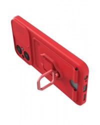 Newface Xiaomi Poco M5 Kılıf Zuma Kartvizitli Yüzüklü Silikon - Kırmızı