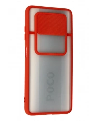 Newface Xiaomi Pocophone X3 Kılıf Palm Buzlu Kamera Sürgülü Silikon - Kırmızı