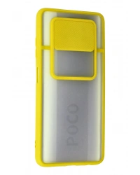 Newface Xiaomi Pocophone X3 Kılıf Palm Buzlu Kamera Sürgülü Silikon - Sarı