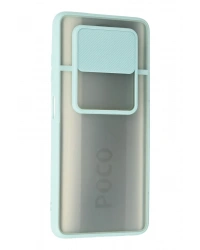 Newface Xiaomi Pocophone X3 Kılıf Palm Buzlu Kamera Sürgülü Silikon - Turkuaz