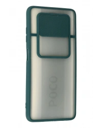 Newface Xiaomi Pocophone X3 Kılıf Palm Buzlu Kamera Sürgülü Silikon - Yeşil