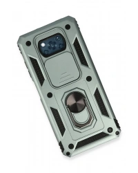 Newface Xiaomi Pocophone X3 Kılıf Pars Lens Yüzüklü Silikon - Yeşil