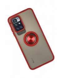 Newface Xiaomi Redmi 10 2022 Kılıf Montreal Yüzüklü Silikon Kapak - Kırmızı