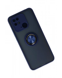 Newface Xiaomi Redmi 10C Kılıf Montreal Yüzüklü Silikon Kapak - Lacivert