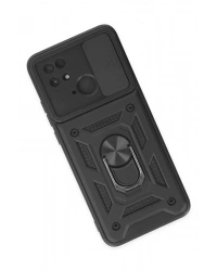 Newface Xiaomi Redmi 10C Kılıf Pars Lens Yüzüklü Silikon - Siyah