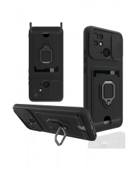 Newface Xiaomi Redmi 10C Kılıf Zuma Kartvizitli Yüzüklü Silikon - Siyah