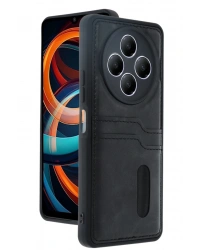 Newface Xiaomi Redmi 14C Kılıf Sara Kartvizitli Deri Kılıf - Siyah