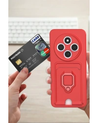 Newface Xiaomi Redmi 14C Kılıf Zuma Kartvizitli Yüzüklü Silikon - Kırmızı