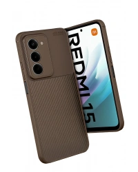 Newface Xiaomi Redmi 15 4G Auto Focus Karbon Kapak - Kahverengi