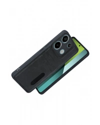 Newface Xiaomi Redmi 15C 4G Sara Kartvizitli Deri Kılıf - Siyah