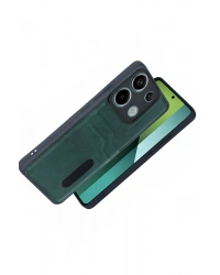 Newface Xiaomi Redmi 15C 4G Sara Kartvizitli Deri Kılıf - Yeşil